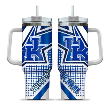 personalized kentucky wildcats arrow burst blue curved tumbler best selling.webp