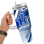 personalized kentucky wildcats arrow burst blue curved tumbler best selling.webp
