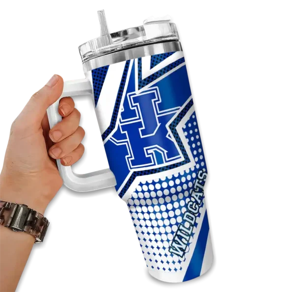 personalized kentucky wildcats arrow burst blue curved tumbler fashion forward.webp