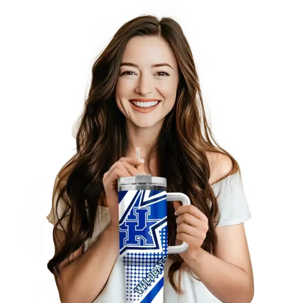 personalized kentucky wildcats arrow burst blue curved tumbler premium grade.webp