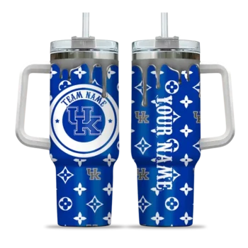 personalized kentucky wildcats bullseye drips blue curved tumbler best selling.webp