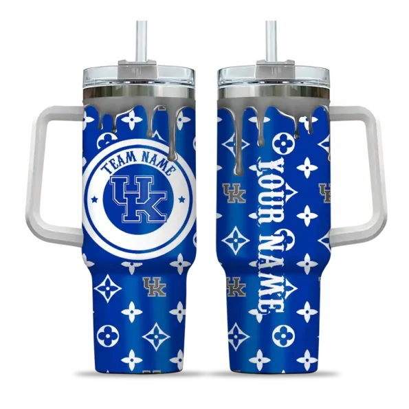 personalized kentucky wildcats bullseye drips blue curved tumbler best selling.webp