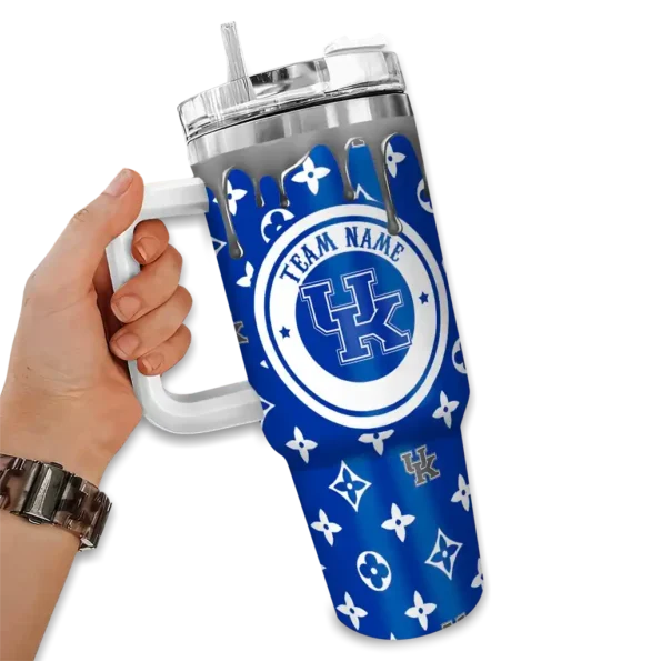 personalized kentucky wildcats bullseye drips blue curved tumbler fashion forward.webp