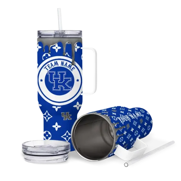personalized kentucky wildcats bullseye drips blue curved tumbler high quality.webp