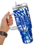 personalized kentucky wildcats burst swirl blue curved tumbler best selling.webp