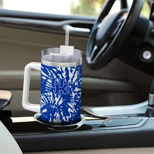personalized kentucky wildcats burst swirl blue curved tumbler trendy.webp