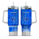 personalized kentucky wildcats geometric prism blue curved tumbler best selling.webp