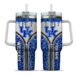 personalized kentucky wildcats leopard zipper blue curved tumbler best selling.webp