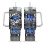 personalized kentucky wildcats superman shield blue gray curved tumbler best selling.webp