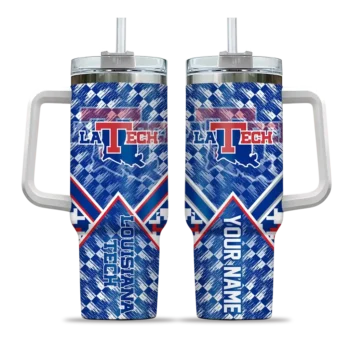 personalized la tech chevron angle blue curved tumbler best selling.webp