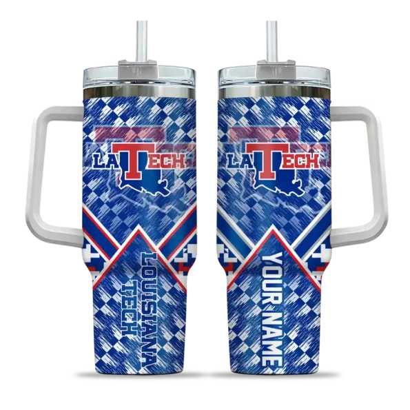 personalized la tech chevron angle blue curved tumbler best selling.webp