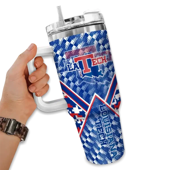 personalized la tech chevron angle blue curved tumbler fashion forward.webp