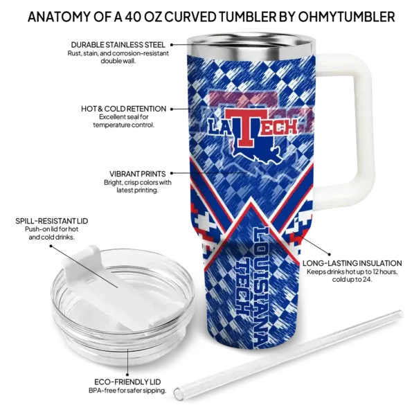 personalized la tech chevron angle blue curved tumbler new arrival.webp