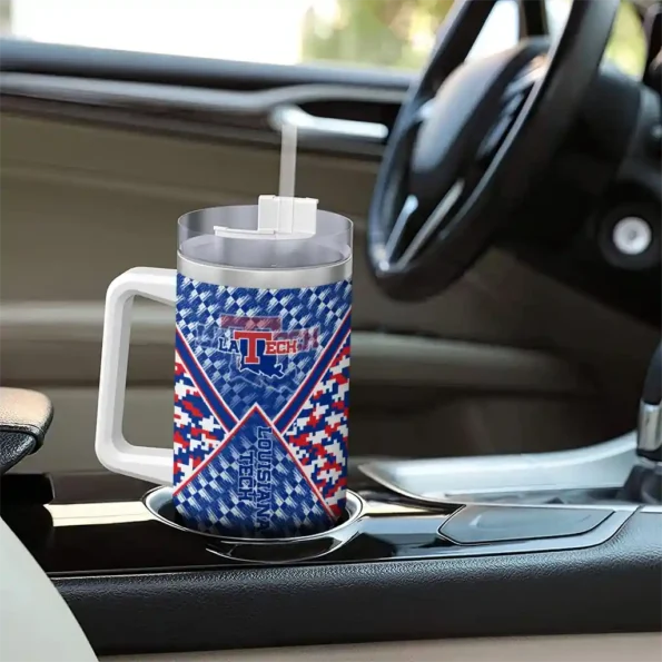 personalized la tech chevron angle blue curved tumbler trendy.webp
