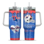 personalized la tech heart helmet motif blue curved tumbler best selling.webp