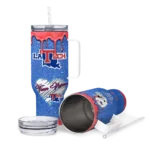 personalized la tech heart helmet motif blue curved tumbler best selling.webp