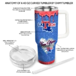 personalized la tech heart helmet motif blue curved tumbler best selling.webp