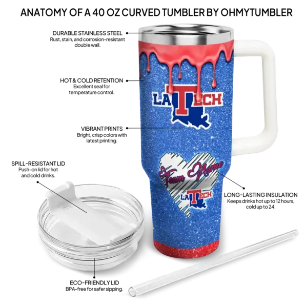 personalized la tech heart helmet motif blue curved tumbler new arrival.webp