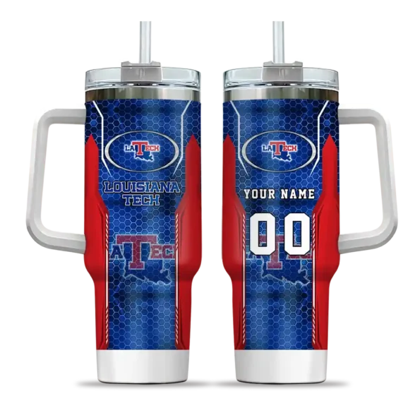 personalized la tech hexagon armor blue curved tumbler best selling.webp