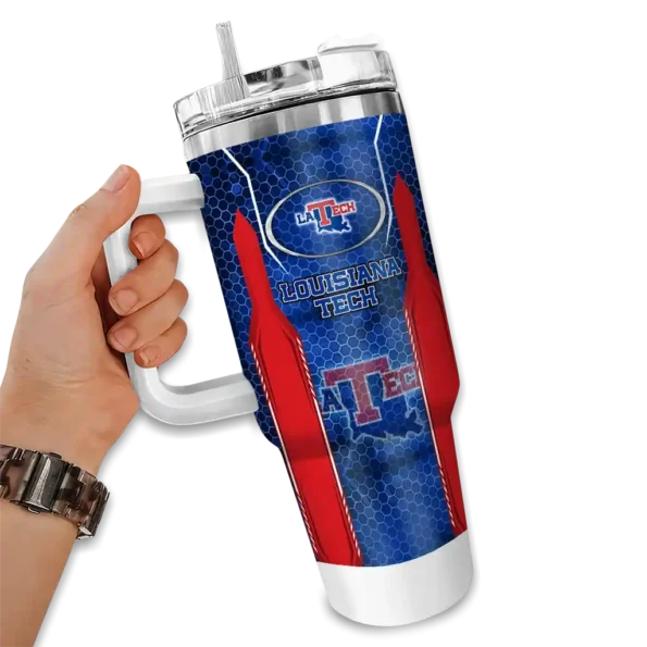 personalized la tech hexagon armor blue curved tumbler fashion forward.webp