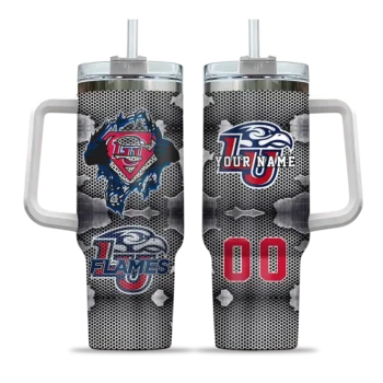 personalized liberty flames superman shield red gray curved tumbler best selling.webp