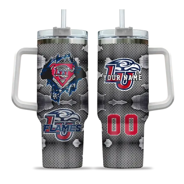 personalized liberty flames superman shield red gray curved tumbler best selling.webp
