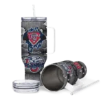 personalized liberty flames superman shield red gray curved tumbler best selling.webp