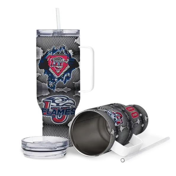 personalized liberty flames superman shield red gray curved tumbler high quality.webp