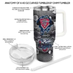 personalized liberty flames superman shield red gray curved tumbler best selling.webp