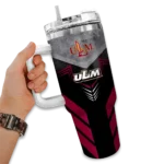 personalized louisiana monroe warhawks arrow armor red black curved tumbler best selling.webp