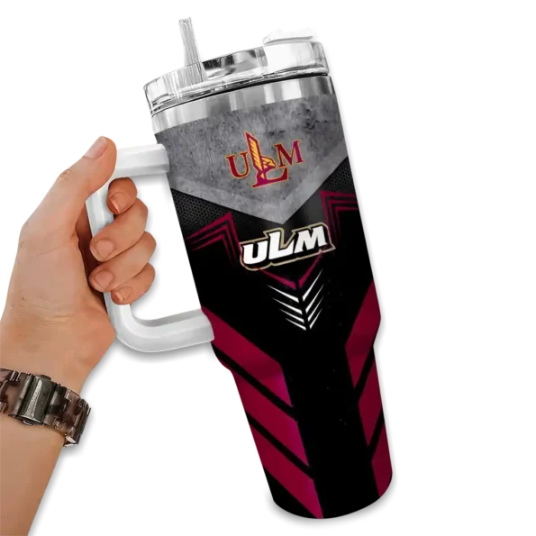 personalized louisiana monroe warhawks arrow armor red black curved tumbler fashion forward.webp