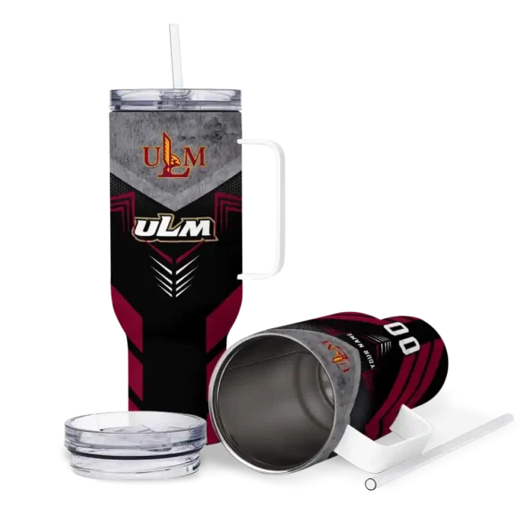 personalized louisiana monroe warhawks arrow armor red black curved tumbler high quality.webp
