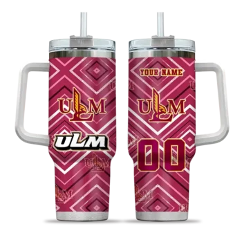personalized louisiana monroe warhawks bold diamonds red curved tumbler best selling.webp