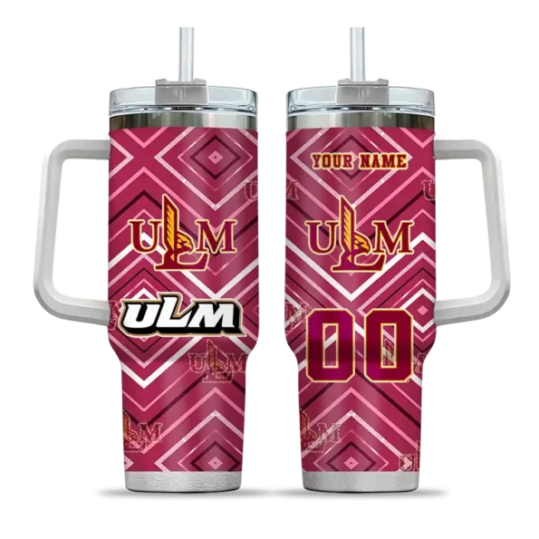 personalized louisiana monroe warhawks bold diamonds red curved tumbler best selling.webp