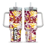 personalized louisiana monroe warhawks camo mashup red white curved tumbler best selling.webp