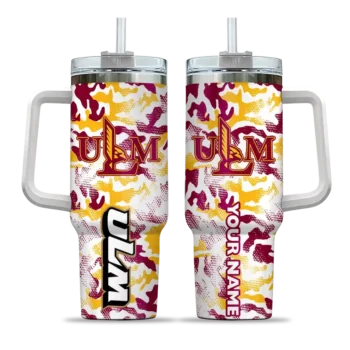 personalized louisiana monroe warhawks camo mashup red white curved tumbler best selling.webp