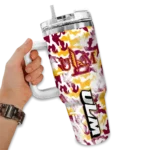 personalized louisiana monroe warhawks camo mashup red white curved tumbler best selling.webp
