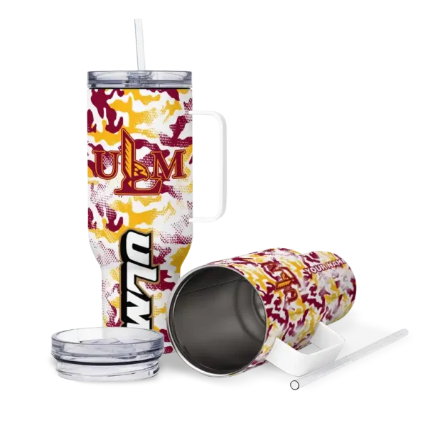 personalized louisiana monroe warhawks camo mashup red white curved tumbler high quality.webp