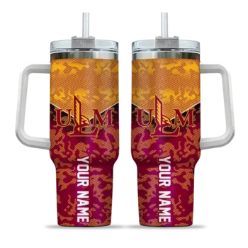 personalized louisiana monroe warhawks chevron stripe red curved tumbler best selling.webp