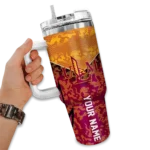 personalized louisiana monroe warhawks chevron stripe red curved tumbler best selling.webp