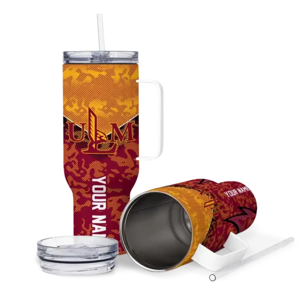 personalized louisiana monroe warhawks chevron stripe red curved tumbler high quality.webp