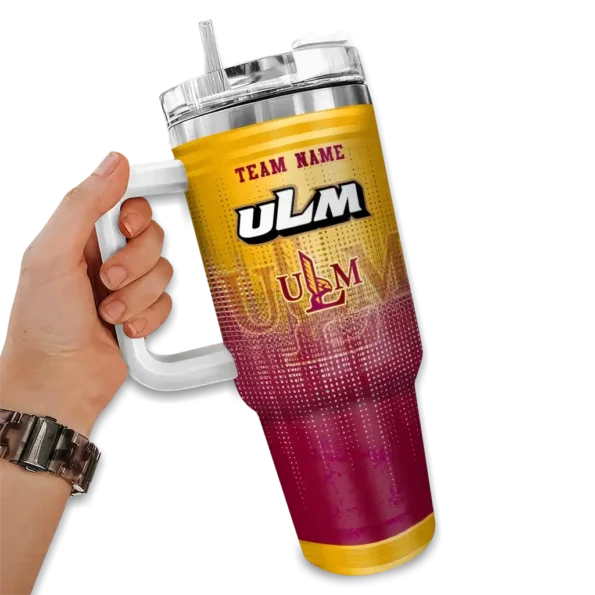 personalized louisiana monroe warhawks gradient dots red curved tumbler fashion forward.webp