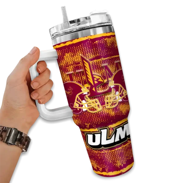 personalized louisiana monroe warhawks honey streaks red curved tumbler fashion forward.webp