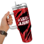 personalized louisiana ragin cajuns claw cut red black curved tumbler best selling.webp