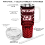 personalized louisiana ragin cajuns hex texture red curved tumbler best selling.webp