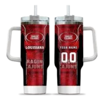 personalized louisiana ragin cajuns hexagon armor red curved tumbler best selling.webp