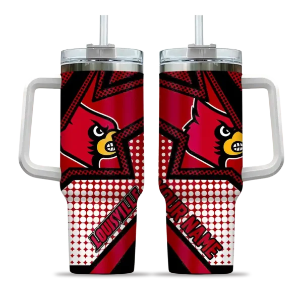 personalized louisville cardinals arrow burst red curved tumbler best selling.webp
