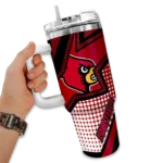 personalized louisville cardinals arrow burst red curved tumbler best selling.webp