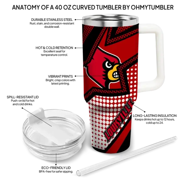 personalized louisville cardinals arrow burst red curved tumbler new arrival.webp