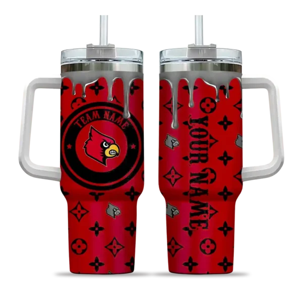 personalized louisville cardinals bullseye drips red curved tumbler best selling.webp